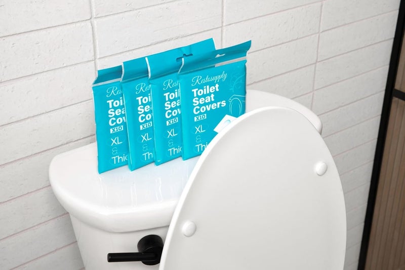 Restogoods Disposable Toilet Seat Covers Flushable XL Extra Large & Thick Outdoor Travel Porta Potty (100) - Image 3